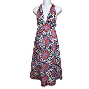 Alice & Trixie Mosaic‎ Print Boho Dress Midi Halter Boho Retro ~ XS